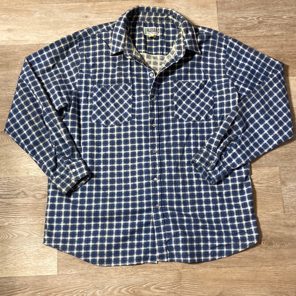 Mens HABAND Pearl Snap Flannel